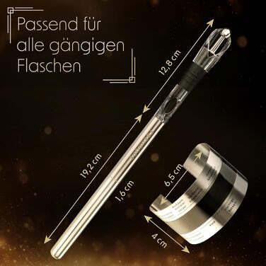fbeurope Wine Cooling Stick Set Stainless Steel with Spout & Wine Thermometer I wine cooler stick birthday gift for women - men wine lovers I gifts for wine lovers (4-in-1 Set)