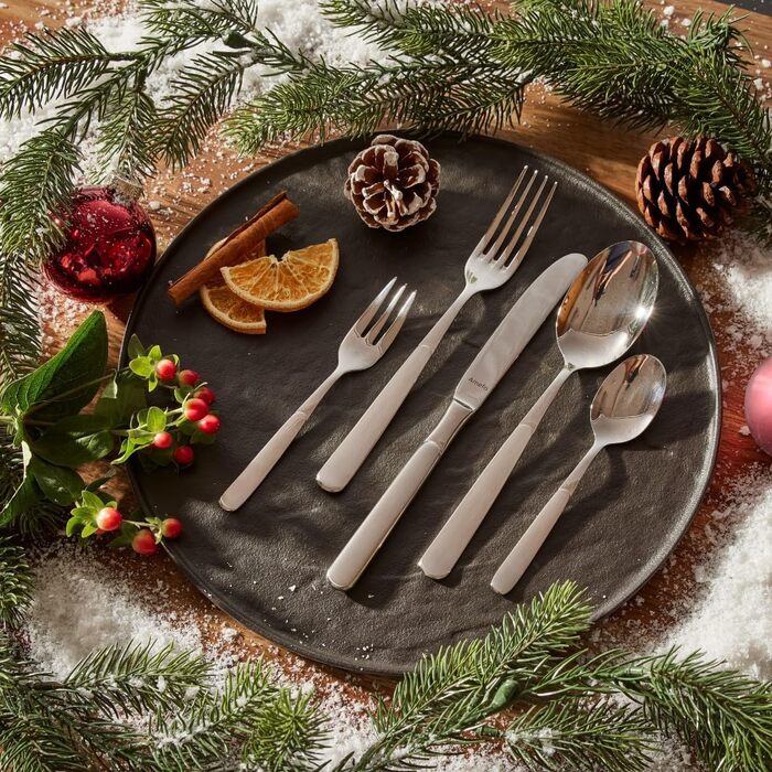 Amefa SATINA Cutlery Set, 30-Piece, Cutlery for 6 People, Dishwasher-Safe, Stainless Steel 18/10, Special Wave Cut, Hardened Blade Steel Satina 30-Piece
