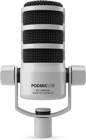 Rode PodMic USB/XLR Динамічний мікрофон для подкастів, білий + стійка keepdrum MS032
