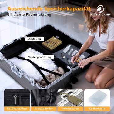 Чемодан ALPHA CAMP XL з алюмінієвим каркасом та полікарбонатною оболонкою, TSA-замок, 40x36x77 см, 93 л, темно-сірий, для подорожей