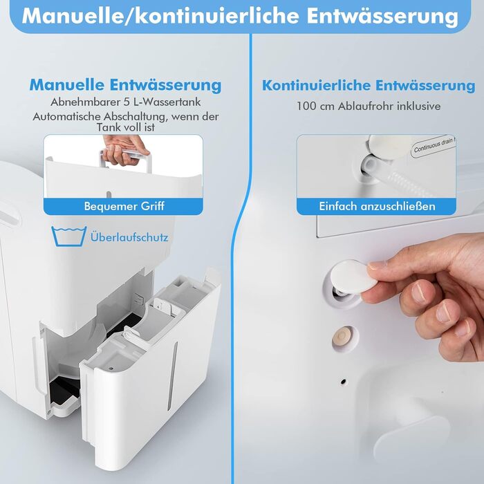 COSTWAY 50L побутовий осушувач повітря з таймером, вентилятором та режимом сну, LED-дисплеєм, для приміщень до 250 м³ (100 м²)
