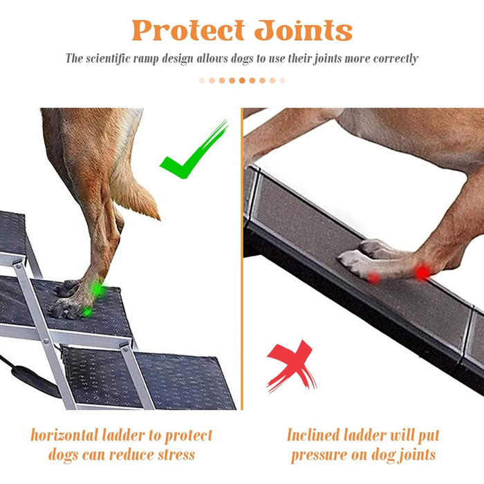 Східці для собак великих порід - автосходинки для собак з 4 ступенів, складані, алюмінієві, до 75 кг