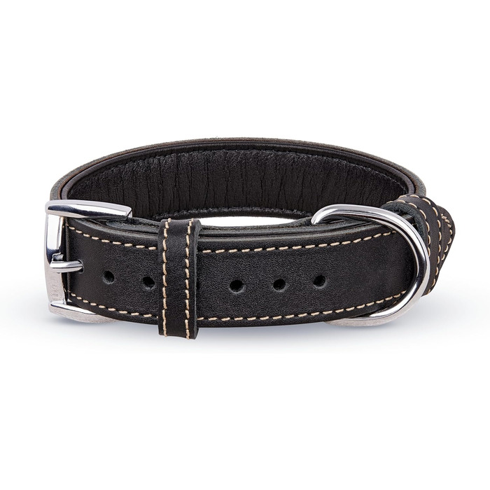 Нашийник для собак з м'якої шкіри, міцний та довговічний. Підходить для собак маленьких, середніх та великих порід. Матеріал: шкіра. Розміри: S (28-36 см), M (33-42 см). Колір: чорний