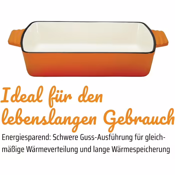 GSW 718363 Orange Shadow Casserole Dish, Cast Iron, orange/cream - 28.5 x 20 cm