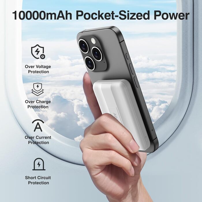 Powerbank AOGUERBE MagSafe 10000mAh з LED дисплеєм, PD 22.5W, для iPhone 17/16/15/14/13/12