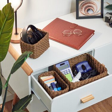 Relaxdays Woven Storage Baskets - 3 Piece Set