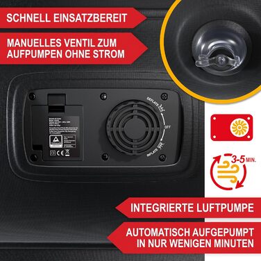 Надувне ліжко самонадувне для 2 осіб - 203 x 152 x 46 см - з електричним насосом - надувне ліжко для гостей, надувається за 3-5 хвилин - вбудована подушка (Чорний)