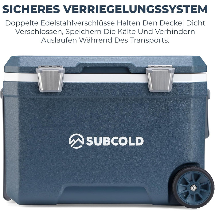 Subcold MOBI Rollkühlbox 45L: Ізольована сумка-холодильник на колесах для подорожей, авто, кемпінгу. PU-ізоляція, блакитний колір
