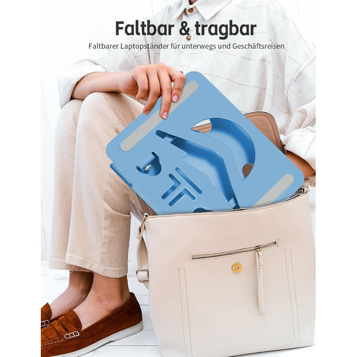 Підставка для ноутбука Ergonomic Aluminium, регульована по висоті та складна, стабільна та неслизька, покращена вентиляція, сумісна з MacBook (до 15,6 дюймів) (Темно-синій)