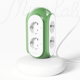 Сетевий фільтр-башня MiaoLab на 6 розеток з вимикачем, захистом від перенапруги та перевантаження, 3680Вт/16А, кабель 2м, вогнетривкий корпус (колір Normandiegrün)