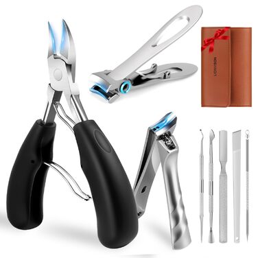 Кусачки для нігтів для літніх людей з товстими нігтями Zehennagelknipser: професійні кусачки з гострим вигнутим лезом та пилкою, нержавіюча сталь