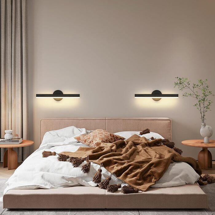 LED дзеркальна лампа Riserva 12W для ванної кімнати, поворотна 300°, 38 см, чорний колір, 3000K, для туалетного столика