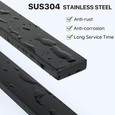 Тримач для рушників SAYAYO без свердління, 30 см, чорний, нержавіюча сталь, самоклеючий, для ванної кімнати та кухні