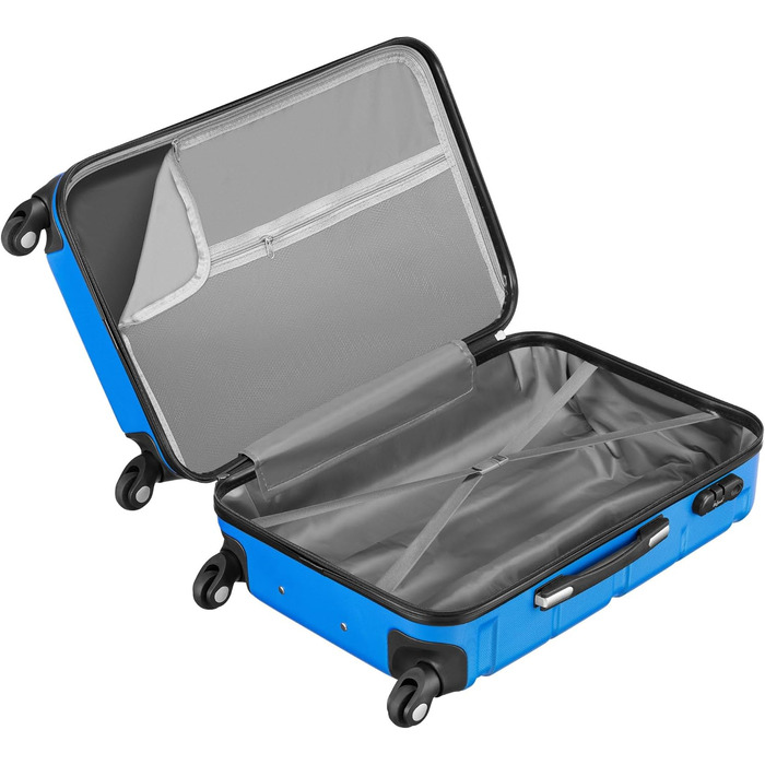 Набір валіз Zelsius 4 шт. з ABS, з кодовим замком, 4 колеса, внутрішній роздільник | Набір валіз з твердим корпусом, великі валізи, набір багажу, ручна валіза (Блакитний, 3 шт.)