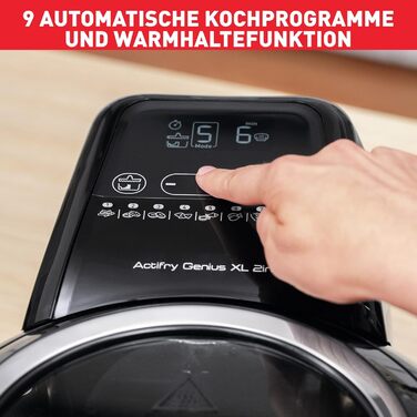 Аерофритюрниця Tefal ActiFry Genius XL 2в1, 1,7 кг, 9 програм, для 8 осіб, з мішалкою, без олії, чорна