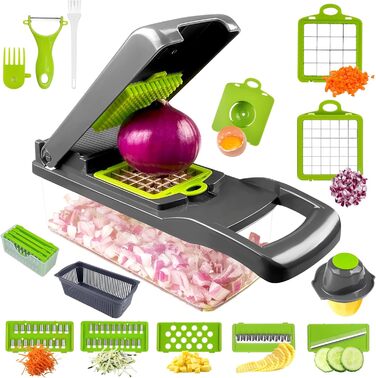 Багатофункціональний набір для нарізки овочів 16 в 1 з відром, нержавіюча сталь, слайсер для огірків, картоплі, моркви
