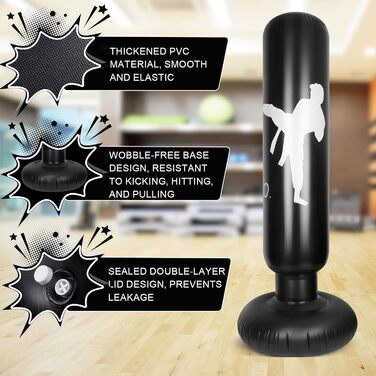 Надувний боксерський мішок для дітей 160см з насосом, 3-12 років, для MMA, карате, таеквондо