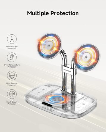 Бездротова зарядка SwanScout для iPhone 17/Air, AirPods Pro 3/2, 2 телефони (біла)