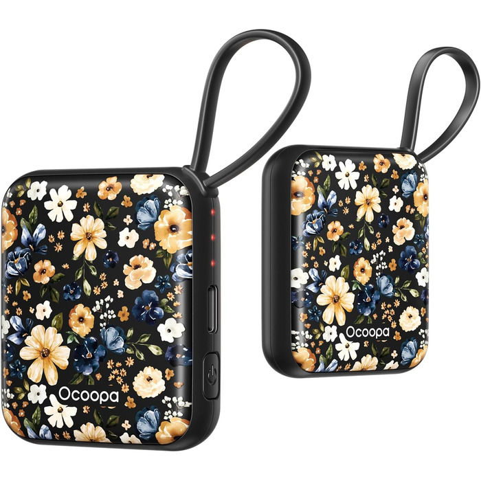 Електричні грілки для рук Ocoopa 2 шт. з акумулятором 4000mAh, USB, 3 режими нагріву до 52°C, для жінок, зимові подарунки, для катання на лижах, подорожей та активного відпочинку, UT5 Nano Wiesengeflüster (Ocoopa x Künstleredition)