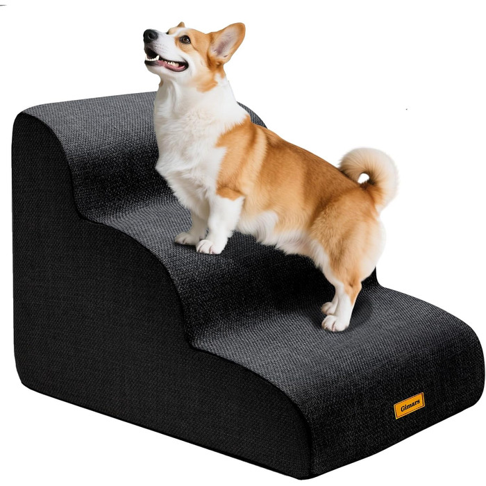 Сходинки для собак Gimars 30D: широкі, міцні, з антиковзким покриттям, 3 сходинки, 40 см, знімний чохол, чорний