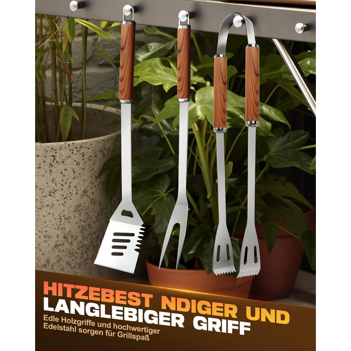 Набір гриль-посуду з нержавіючої сталі з чохлом, 3 шт. | Набір для барбекю, гриль, кемпінг