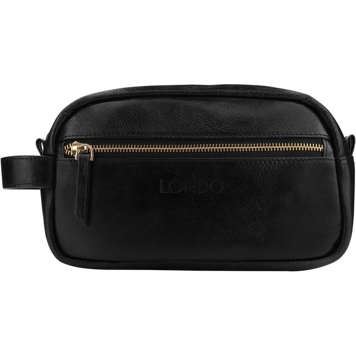 Чорна дорожня сумка Londo Echtleder з культурою та косметичною сумкою - унісекс