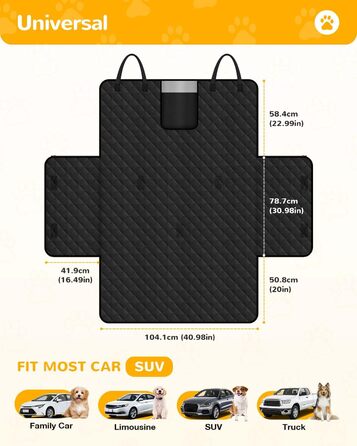 Захист для багажника автомобіля для собак: водонепроникний та стійкий до подряпин килимок з захистом бокових панелей та краю багажника. Легкий у догляді та міцний, чорний.
