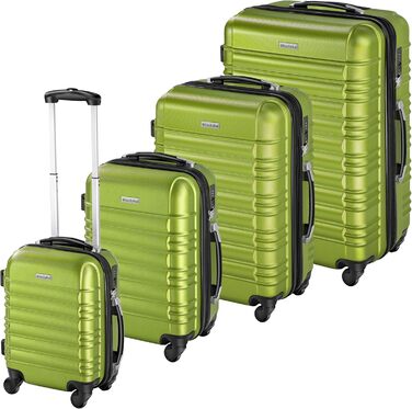 Набір валіз Tectake® 4 шт. з TSA замком, жорсткий корпус, набір ролерів, ABS, 4 колеса, 360°, телескопічна ручка - зелений