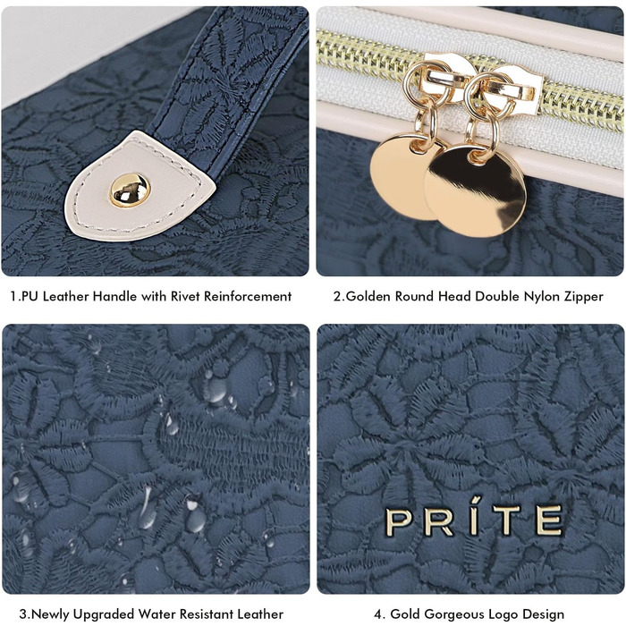 Косметичка для подорожей з великою місткістю, водонепроникна, з прозорими роздільниками, блакитна з квітковим принтом