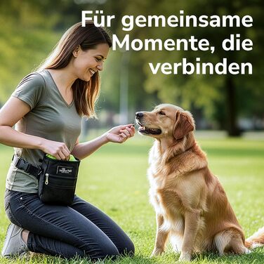 Сумка для ласощів для собак велика, з мискою, кликером, диспенсером для відходів та кишенькою для телефону, 3 способи носіння, ідеальна сумка для дресирування собак