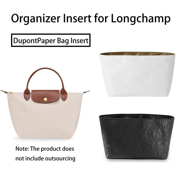 Вкладиш-органайзер D.DUO для сумки Longchamp, водонепроникний, з паперу Дюпон, білий, великий