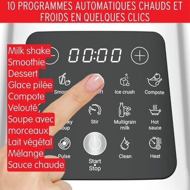 Moulinex PerfectMix Cook, Stand Mixer with 10 automatic programs, 1400 W, prepares hot and cold recipes, electric mixer with touchscreen, easy to clean, 2 l capacity, LM83SD