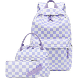 Шкільний рюкзак LEDAOU для хлопчиків та дівчаток-підлітків, білий з ромашками, чорний, фіолетовий та білий, для повсякденного використання