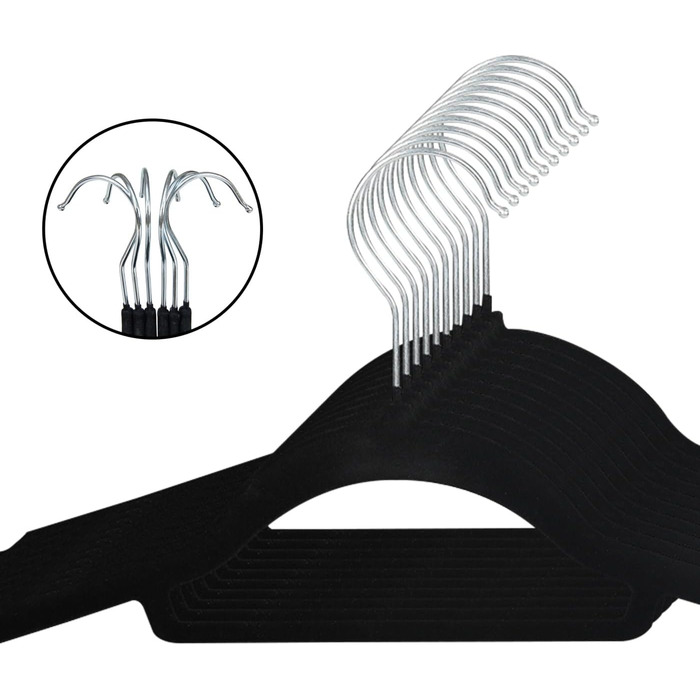 Набір вішалок для одягу SVITA 10 шт. для костюмів, чорного кольору, з антиковзаючим покриттям