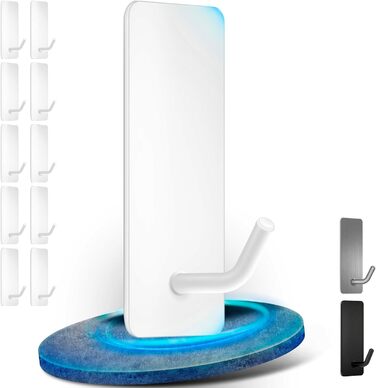 Набір тримачів для рушників без свердління, 10 шт., гачки самоклеючі з нержавіючої сталі 304, надміцні, для великих предметів, настінні гачки для ванної, туалету та кухні, стійкі до корозії, рушкові гачки (довші)