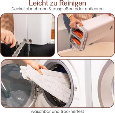 Набір для миття підлоги XL з відром, 2-камерна система, телескопічна ручка 143-181 см, плоский моп 40 см, самовіджимання з видаленням шерсті тварин та 2 мікрофібровими накладками, білий – ALANBERG®