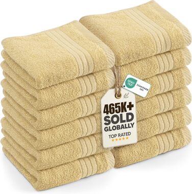 Набір м'яких махрових рушників для обличчя та тіла Utopia Towels, 30x30 см, 100% бавовна, високопоглинаючі, світло-сірий, 12 шт.