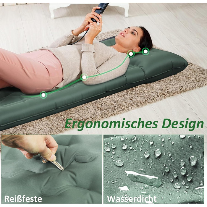 Каремат самонадувний Camping 2025, 12 см, з підголівником 16 см та помпою - для туризму, пляжу, кемпінгу. Ультралегкий, міцний