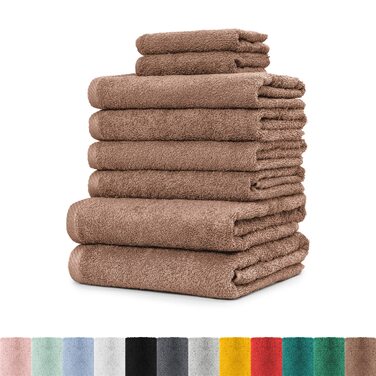 Набір махрових рушників BaSaTex 8 шт., сертифіковані Öko-Tex Standard 100, антрацитовий сірий (2 банні, 2 гістьові та 4 маленькі рушники з петлею для підвішування)
