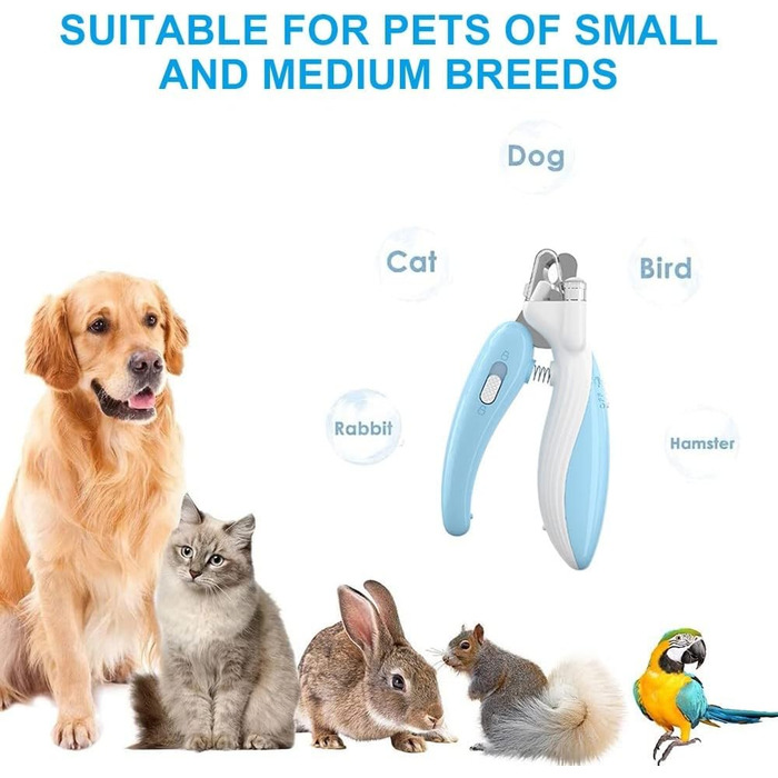 Тример для когтів домашніх тварин DONGKER з LED-підсвічуванням та гострою клинком, для собак та котів середніх та маленьких порід