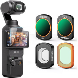 Набір фільтрів для DJI Osmo Pocket 3/4: Ширококутний об'єктив, CPL, Black Diffusion 1/4, ND4-128 (2-7 стопів)