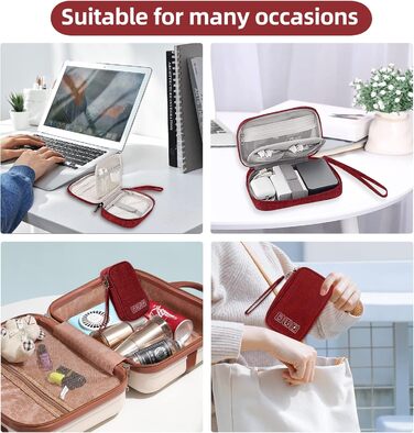 Органайзер для кабелів NEUSID: зручна подорожня сумка для USB-кабелів, Power Bank, SD-карт (червона)