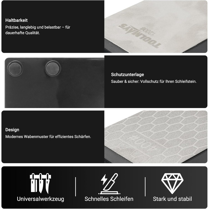 Набір для заточування ножів Schleifstein: зернистість 400/1000, підставка з бамбука, кутовий упор, двосторонній камінь, заточувальний камінь (діамантова зернистість 400/1200 з 1000#)