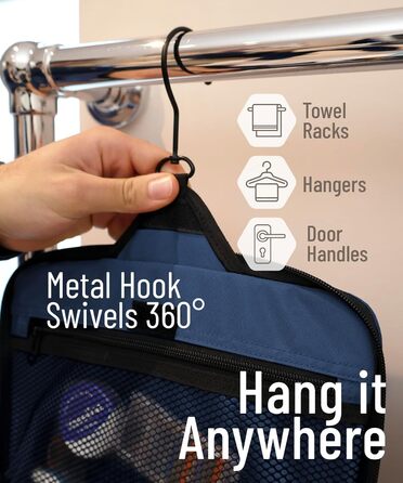 Набір для туалетних аксесуарів D&D – Розкладний органайзер для подорожей з металевим гачком (блакитний)