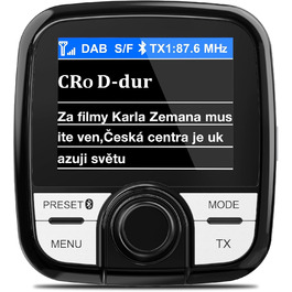 Адаптер Tin-Nik DAB-388 для авто: FM-трансмітер, Bluetooth, DAB+ радіо, гучний зв'язок, 2.4'' TFT дисплей, пульт ДУ
