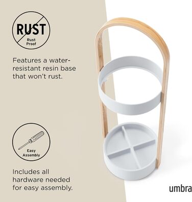 Підставка для парасоль під Umbra Bellwood, біла/натуральна, 22.2 x 22.2 x 68.6 см