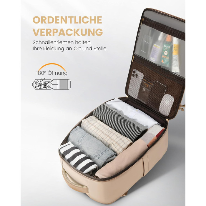 LOVEVOOK Рюкзак ручної поклажі 40L, 17.3 дюйми, великий, для жінок та чоловіків, розширюваний, рюкзак для подорожей та бізнесу, (40x30x20см-24L, кремовий + сірий + чорний)