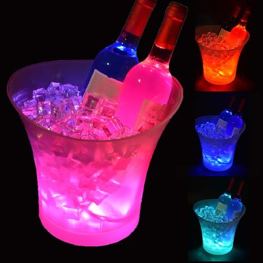 LED-охолоджувач для напоїв Tiandirenhe Neu: світлодіодна вежа для льоду, 5L, регульоване кольорове підсвічування, для шампанського, вина, пива, бар, клуб, вечірка