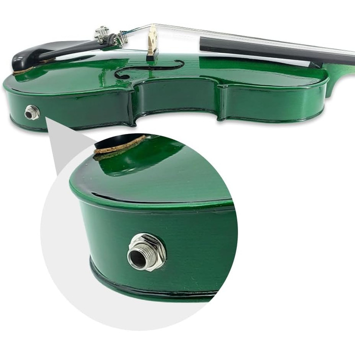 Електрична скрипка з 5 струнами, кленова та ялицева деревина, акустична скрипка, ебонітові фурнітури, 4/4, блакитний (зелений) колір