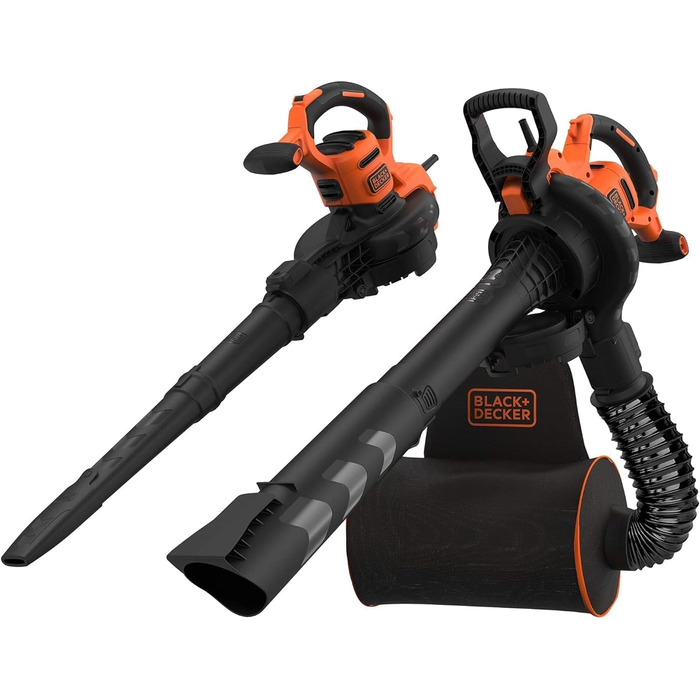 BLACK+DECKER 3-в-1 акумуляторний садовий пилосос-видувка 3000 Вт з подрібнювачем, рюкзаком-мішком 72 л, регульованою потужністю, для терас і доріжок (BEBLV300)